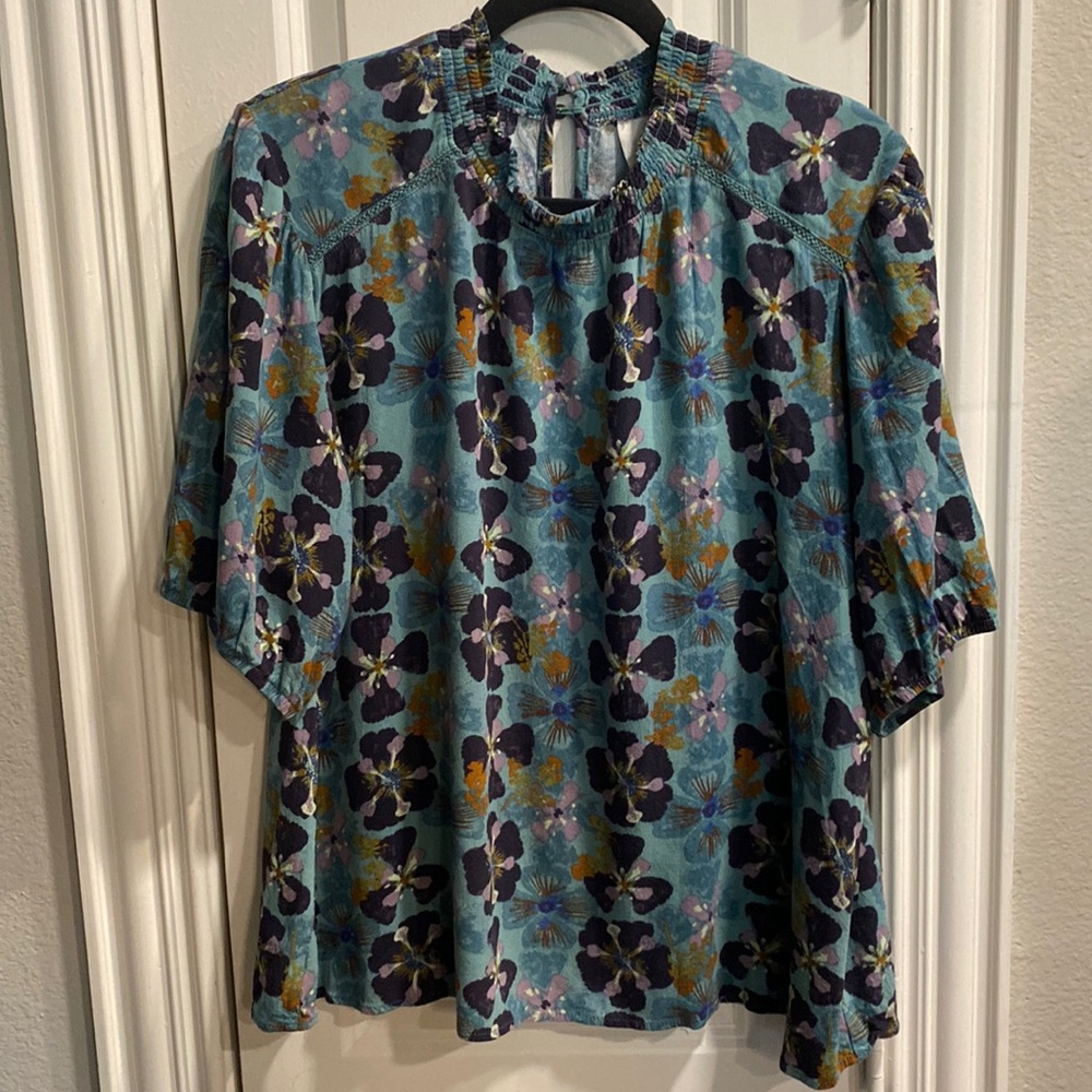 Knox Rose XXL navel and green mock turtle neck short sleeve blouse